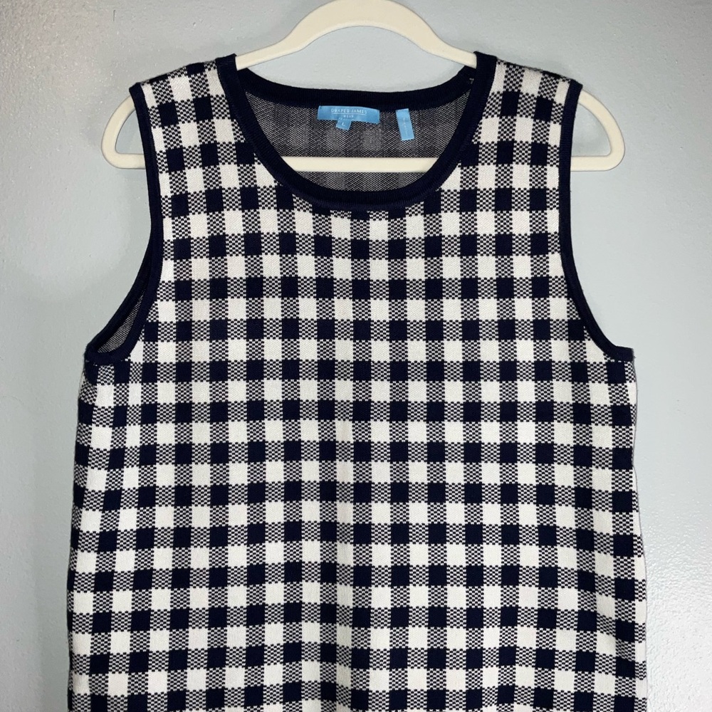 Draper James Navy‎ and White Checkered Knit Top
